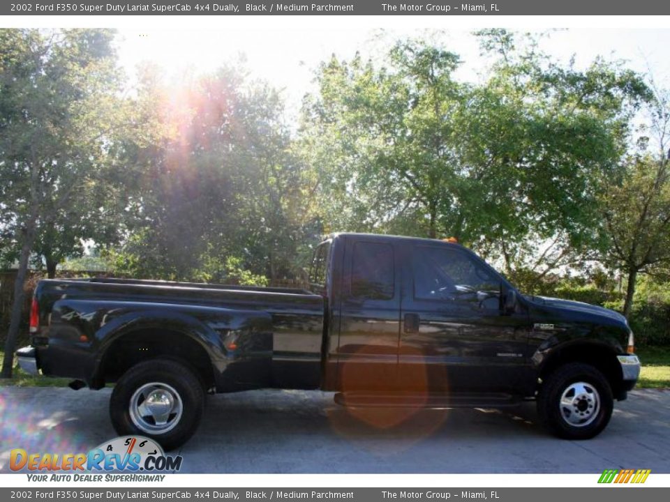 2002 Ford F350 Super Duty Lariat SuperCab 4x4 Dually Black / Medium Parchment Photo #10
