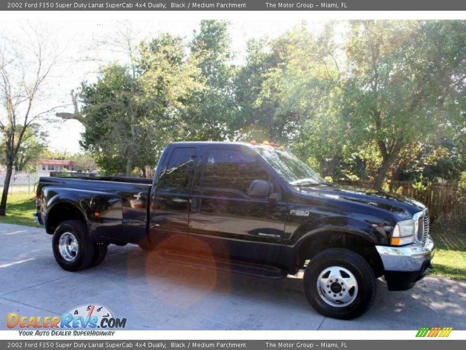 2002 Ford F350 Super Duty Lariat SuperCab 4x4 Dually Black / Medium Parchment Photo #11