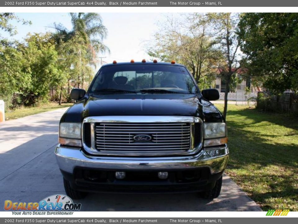 2002 Ford F350 Super Duty Lariat SuperCab 4x4 Dually Black / Medium Parchment Photo #14