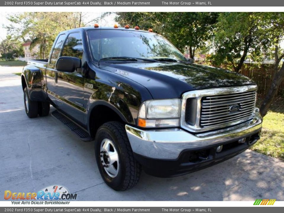 2002 Ford F350 Super Duty Lariat SuperCab 4x4 Dually Black / Medium Parchment Photo #15