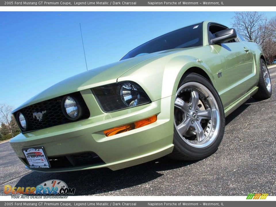 2005 Ford Mustang GT Premium Coupe Legend Lime Metallic / Dark Charcoal Photo #1