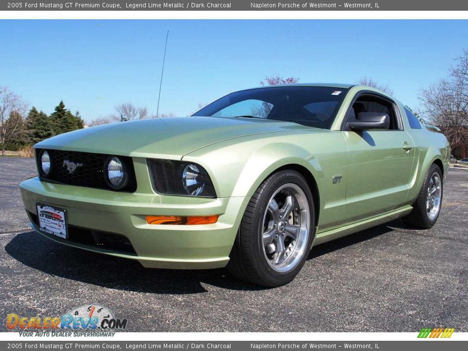 2005 Ford Mustang GT Premium Coupe Legend Lime Metallic / Dark Charcoal Photo #2
