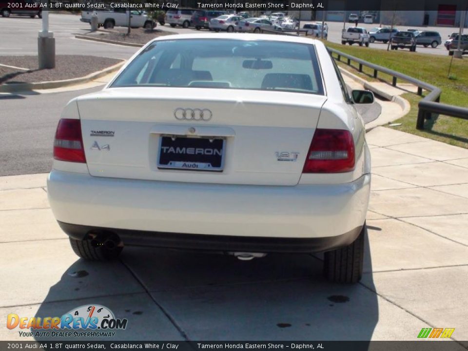 2001 Audi A4 1.8T quattro Sedan Casablanca White / Clay Photo #7