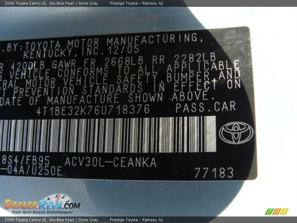 2006 Toyota Camry LE Sky Blue Pearl / Stone Gray Photo #15