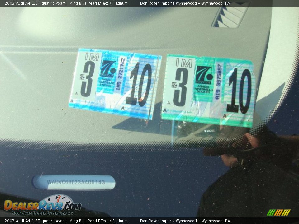 2003 Audi A4 1.8T quattro Avant Ming Blue Pearl Effect / Platinum Photo #35
