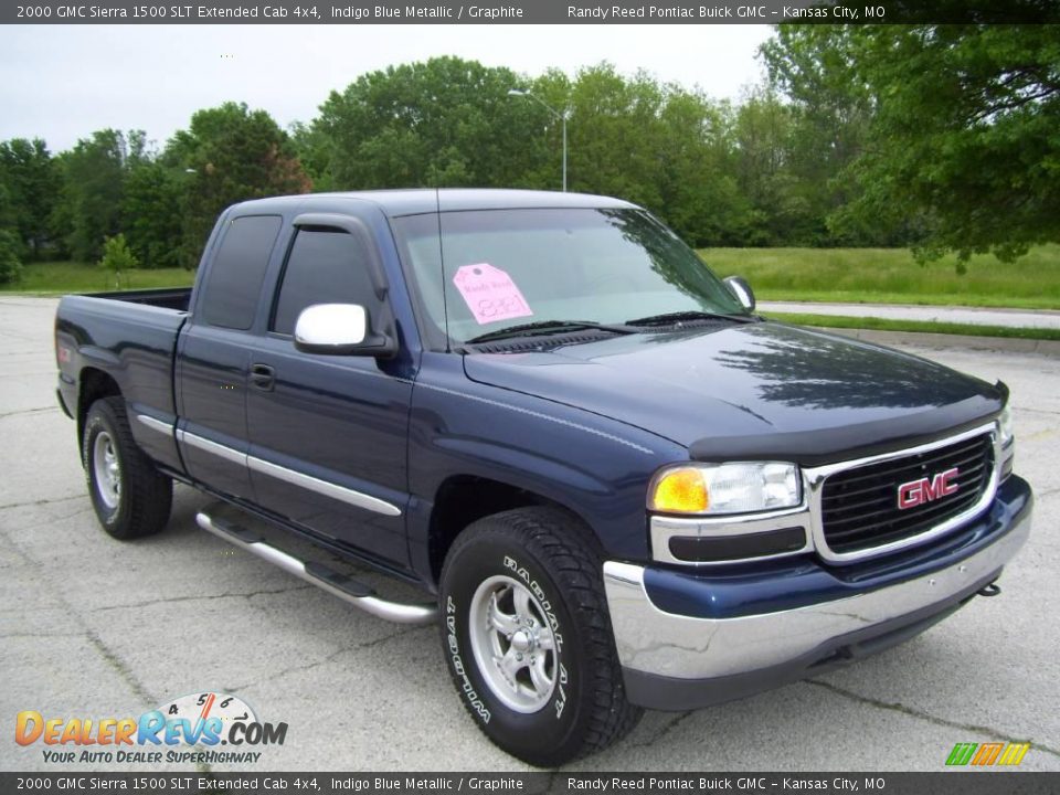 2000 GMC Sierra 1500 SLT Extended Cab 4x4 Indigo Blue Metallic / Graphite Photo #2