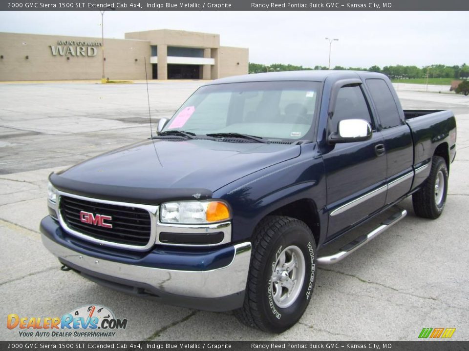 2000 GMC Sierra 1500 SLT Extended Cab 4x4 Indigo Blue Metallic / Graphite Photo #4