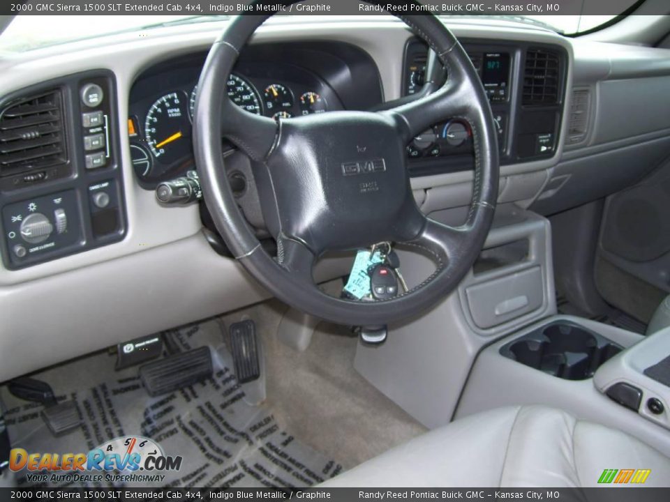 2000 GMC Sierra 1500 SLT Extended Cab 4x4 Indigo Blue Metallic / Graphite Photo #13