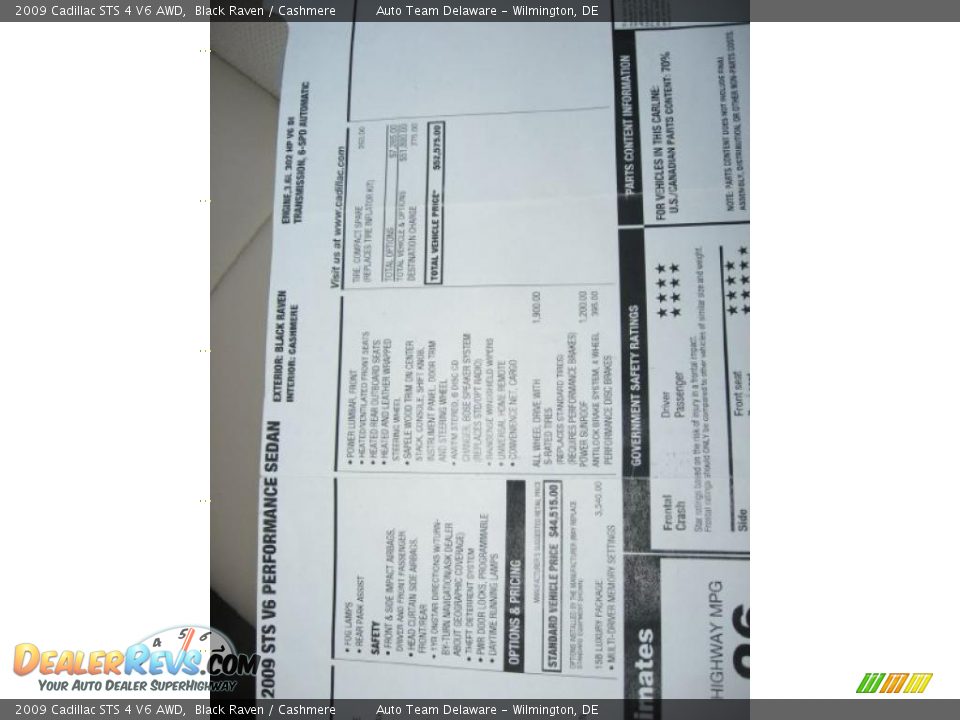 2009 Cadillac STS 4 V6 AWD Black Raven / Cashmere Photo #19