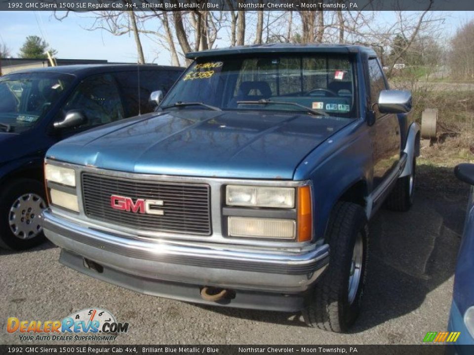 1992 GMC Sierra 1500 SLE Regular Cab 4x4 Brilliant Blue Metallic / Blue Photo #5
