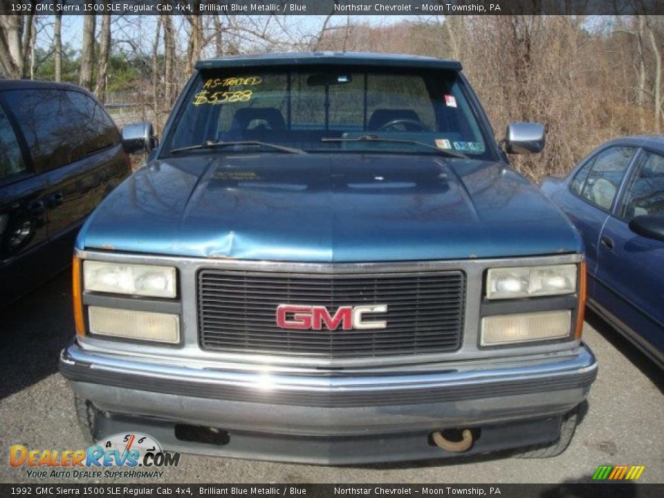 1992 GMC Sierra 1500 SLE Regular Cab 4x4 Brilliant Blue Metallic / Blue Photo #6