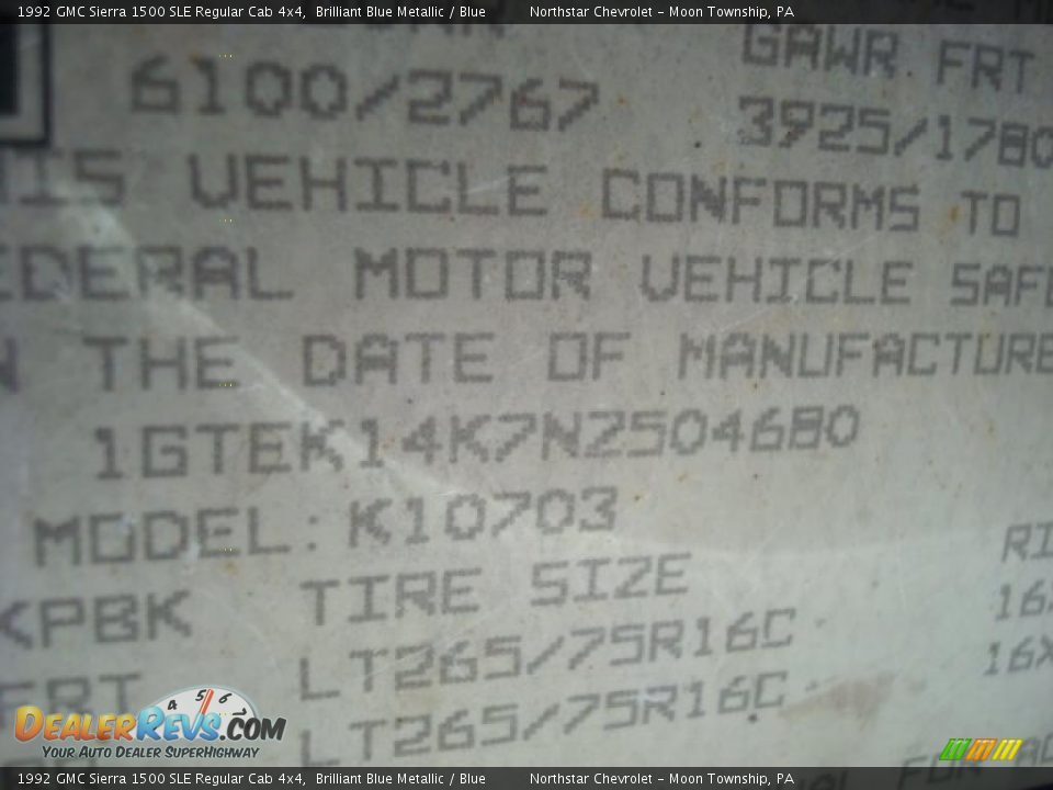 1992 GMC Sierra 1500 SLE Regular Cab 4x4 Brilliant Blue Metallic / Blue Photo #14