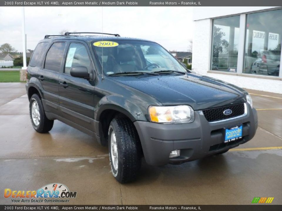 2003 Ford Escape XLT V6 4WD Aspen Green Metallic / Medium Dark Pebble Photo #2