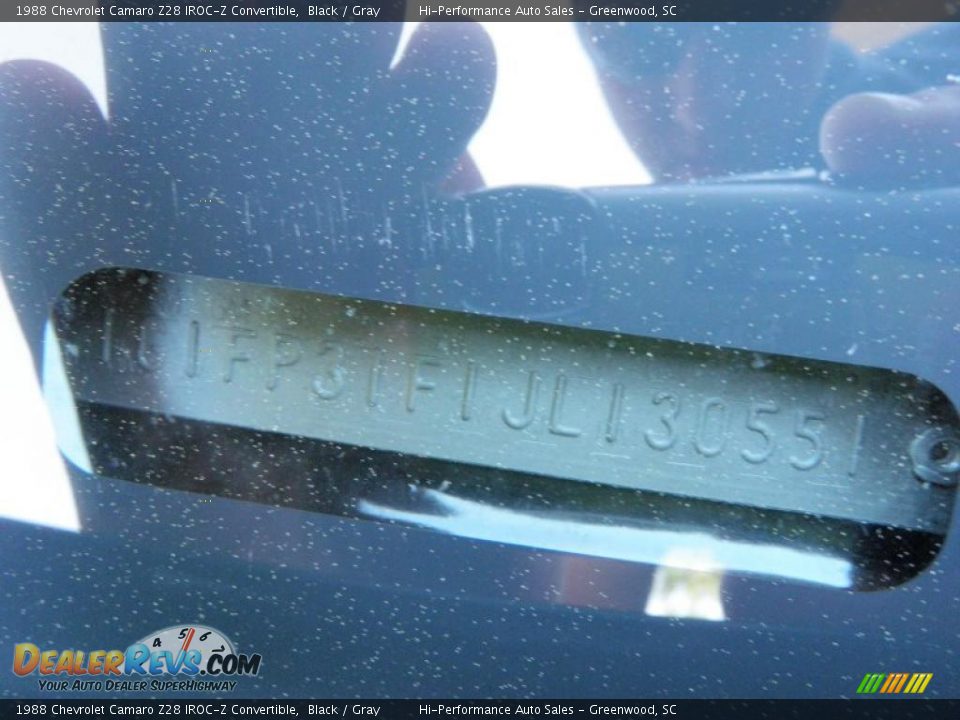 1988 Chevrolet Camaro Z28 IROC-Z Convertible Black / Gray Photo #24
