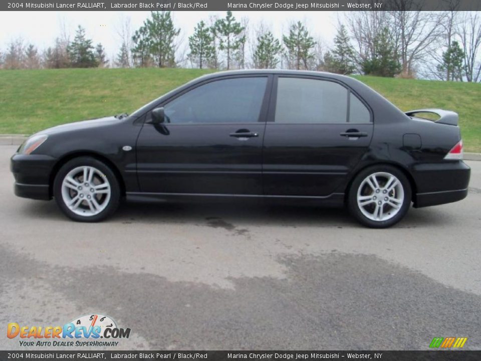 2004 Mitsubishi Lancer RALLIART Labrador Black Pearl / Black/Red Photo #2