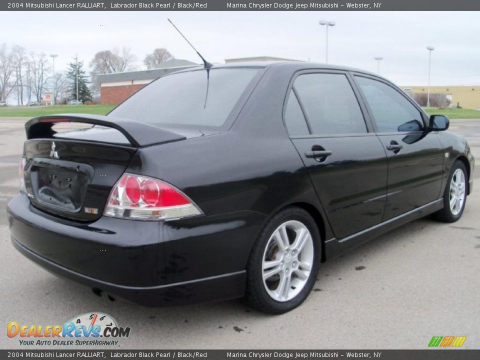 2004 Mitsubishi Lancer RALLIART Labrador Black Pearl / Black/Red Photo #5