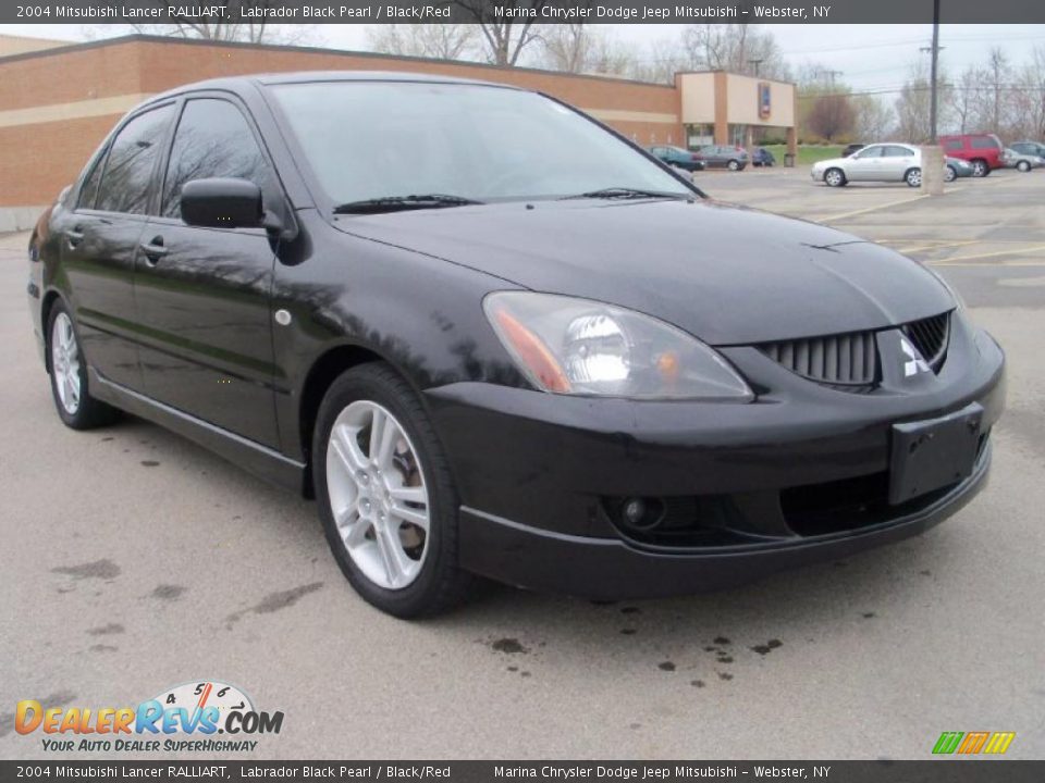 2004 Mitsubishi Lancer RALLIART Labrador Black Pearl / Black/Red Photo #7