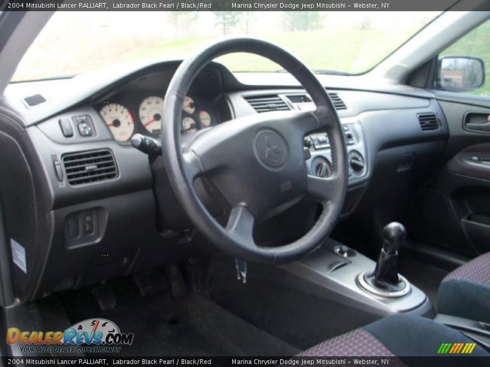 2004 Mitsubishi Lancer RALLIART Labrador Black Pearl / Black/Red Photo #10