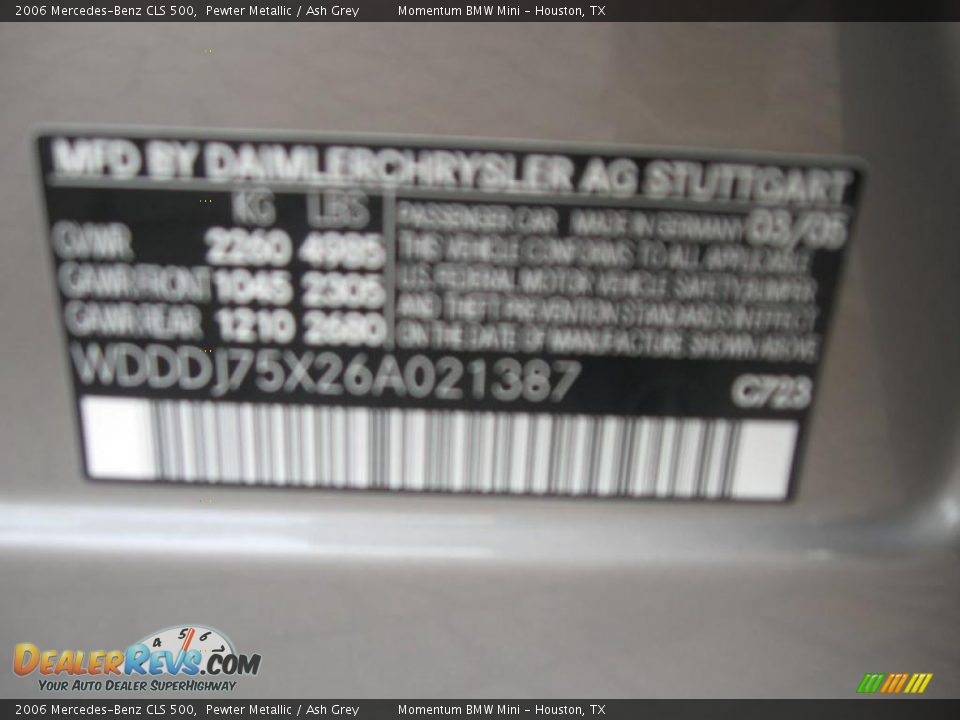 2006 Mercedes-Benz CLS 500 Pewter Metallic / Ash Grey Photo #14