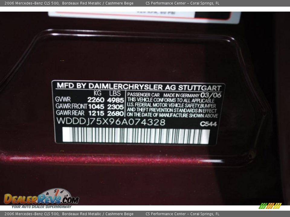 2006 Mercedes-Benz CLS 500 Bordeaux Red Metallic / Cashmere Beige Photo #29