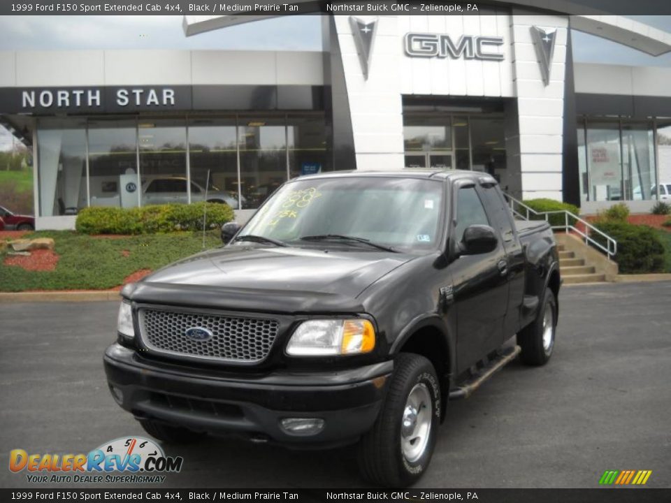 1999 Ford F150 Sport Extended Cab 4x4 Black / Medium Prairie Tan Photo #1