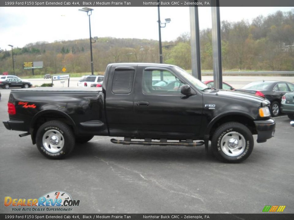 1999 Ford F150 Sport Extended Cab 4x4 Black / Medium Prairie Tan Photo #4