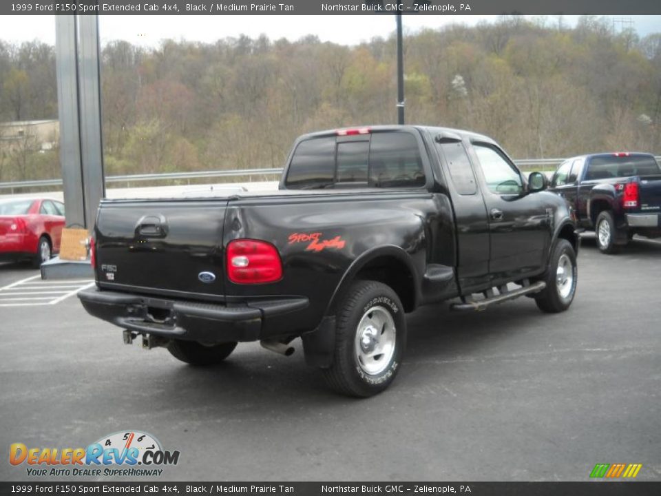 1999 Ford F150 Sport Extended Cab 4x4 Black / Medium Prairie Tan Photo #5