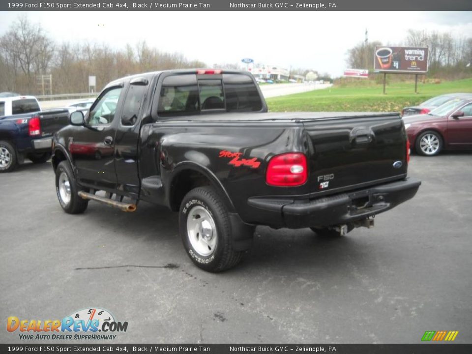 1999 Ford F150 Sport Extended Cab 4x4 Black / Medium Prairie Tan Photo #7