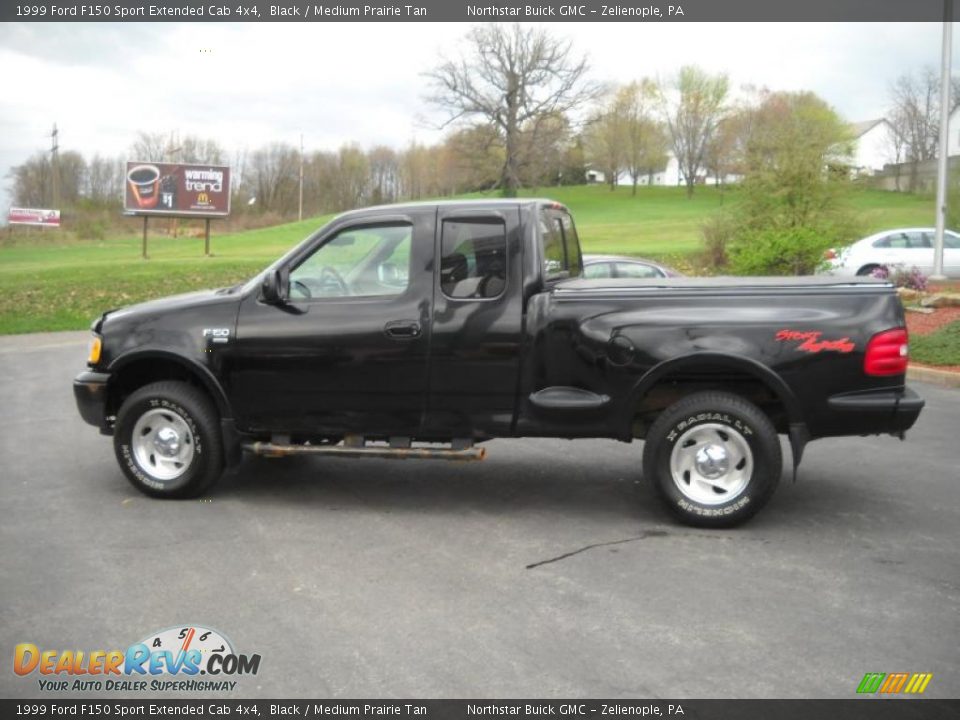 1999 Ford F150 Sport Extended Cab 4x4 Black / Medium Prairie Tan Photo #8