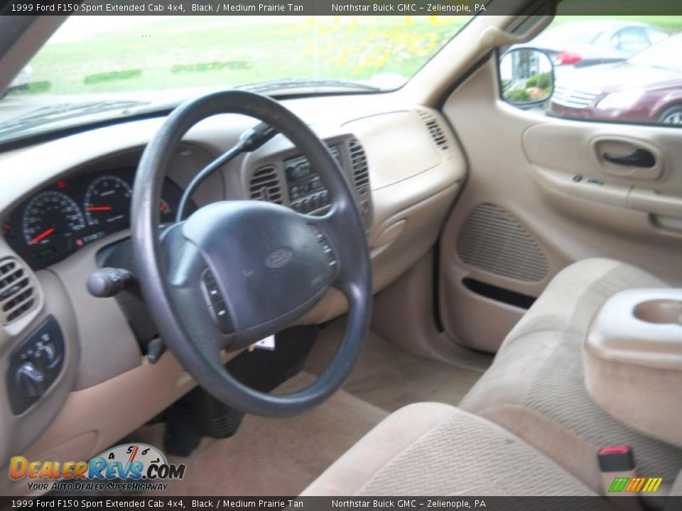 1999 Ford F150 Sport Extended Cab 4x4 Black / Medium Prairie Tan Photo #11