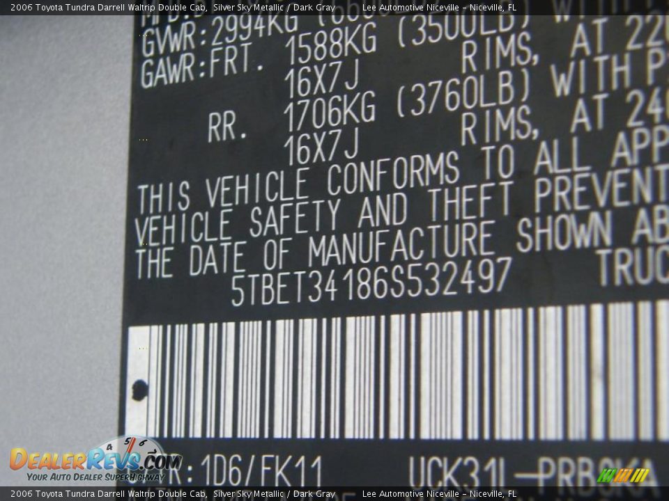 2006 Toyota Tundra Darrell Waltrip Double Cab Silver Sky Metallic / Dark Gray Photo #30