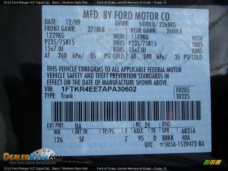 2010 Ford Ranger XLT SuperCab Black / Medium Dark Flint Photo #13