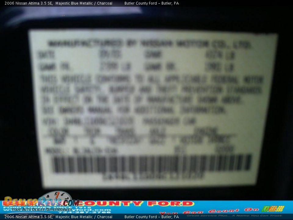 2006 Nissan Altima 3.5 SE Majestic Blue Metallic / Charcoal Photo #9