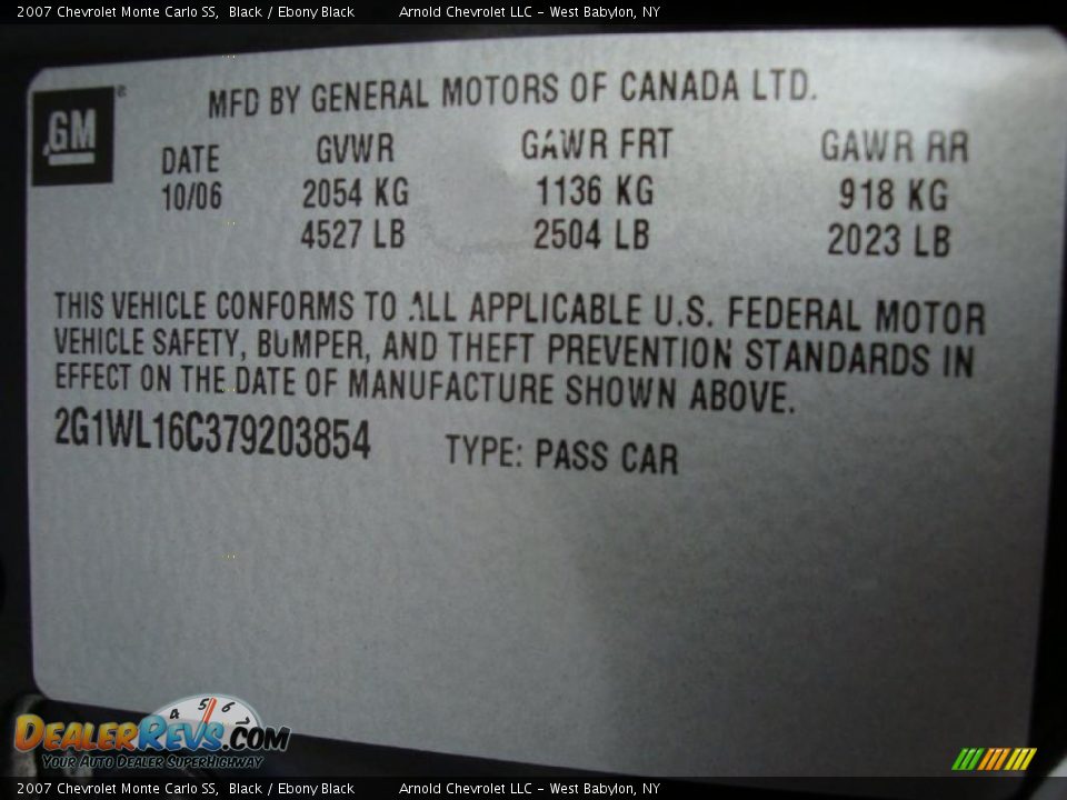 2007 Chevrolet Monte Carlo SS Black / Ebony Black Photo #17