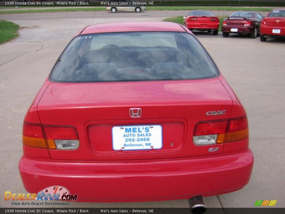 1998 Honda Civic EX Coupe Milano Red / Black Photo #3