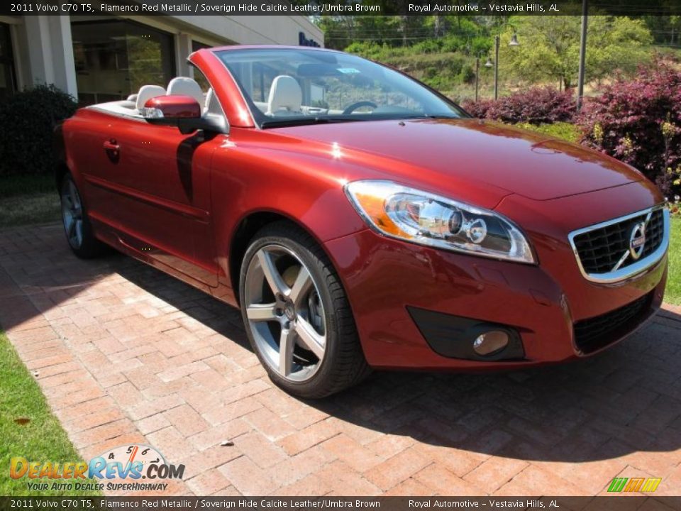 2011 Volvo C70 T5 Flamenco Red Metallic / Soverign Hide Calcite Leather/Umbra Brown Photo #1