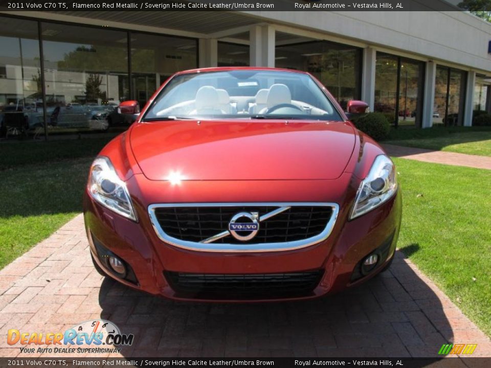 2011 Volvo C70 T5 Flamenco Red Metallic / Soverign Hide Calcite Leather/Umbra Brown Photo #2