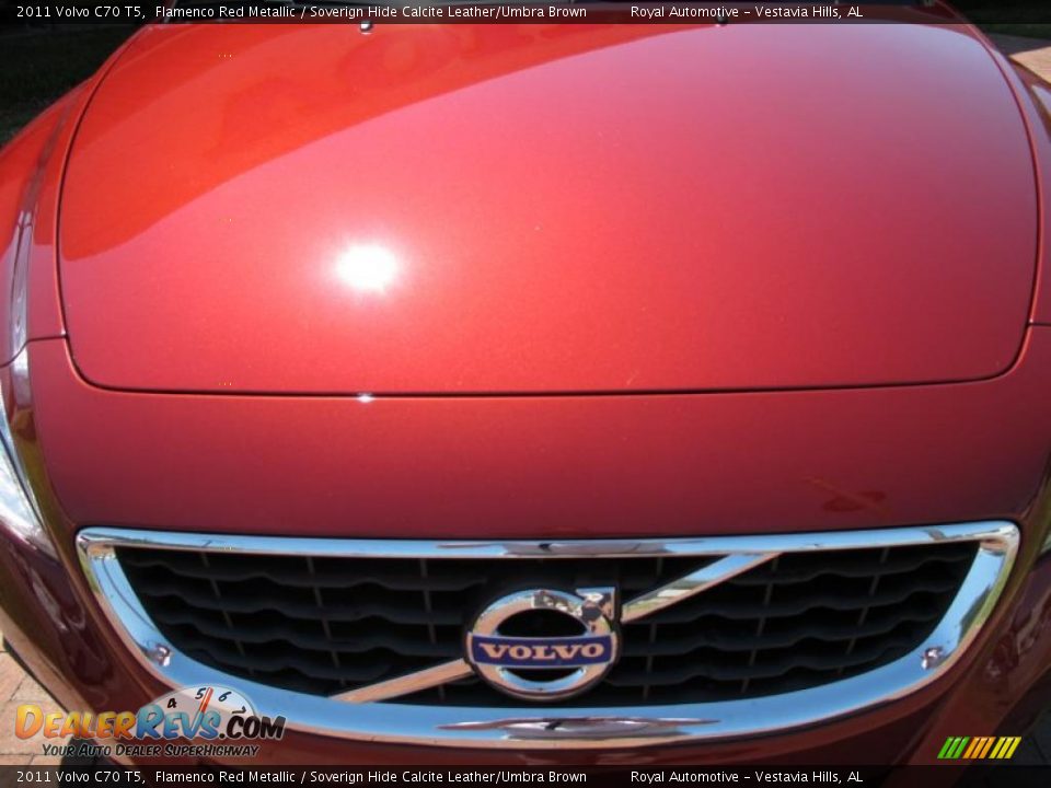 2011 Volvo C70 T5 Flamenco Red Metallic / Soverign Hide Calcite Leather/Umbra Brown Photo #3