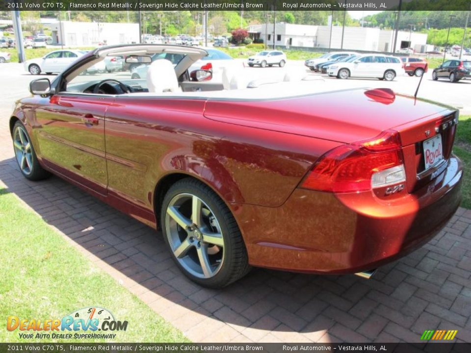 2011 Volvo C70 T5 Flamenco Red Metallic / Soverign Hide Calcite Leather/Umbra Brown Photo #4