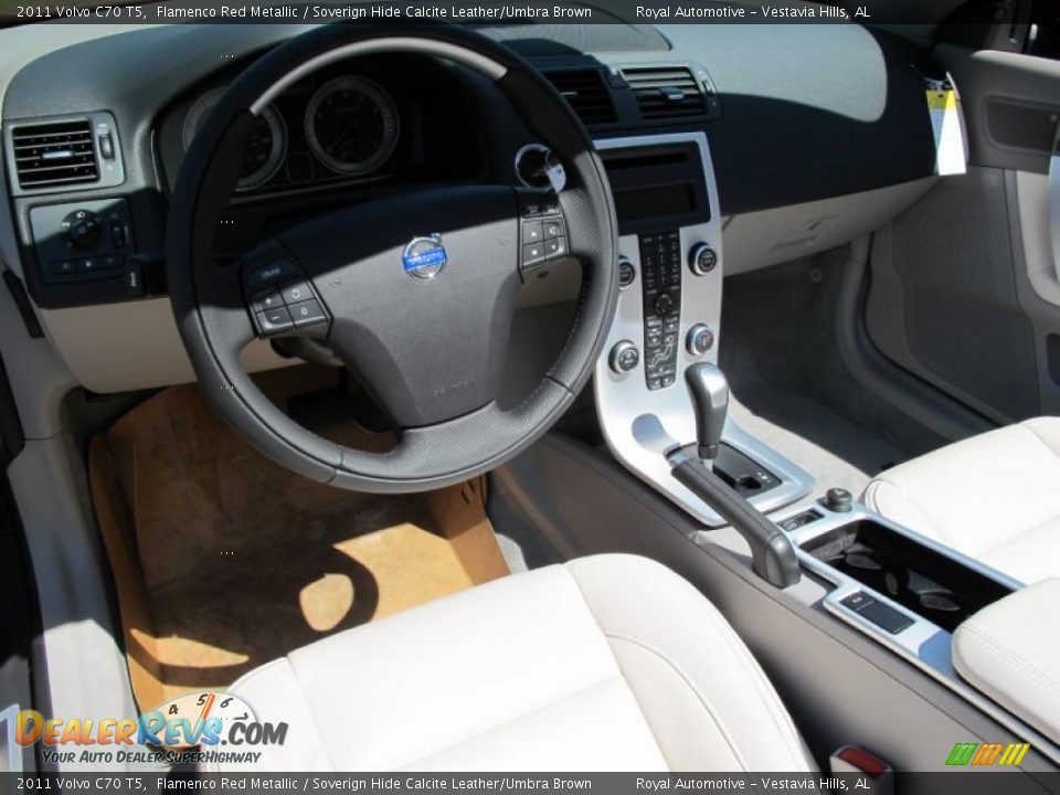 2011 Volvo C70 T5 Flamenco Red Metallic / Soverign Hide Calcite Leather/Umbra Brown Photo #8