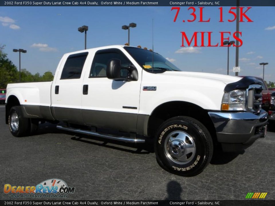 2002 Ford F350 Super Duty Lariat Crew Cab 4x4 Dually Oxford White / Medium Parchment Photo #1