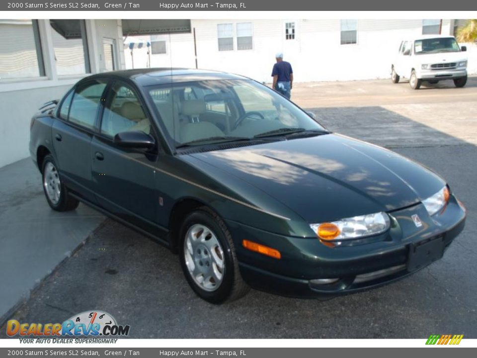 2000 Saturn S Series SL2 Sedan Green / Tan Photo #4