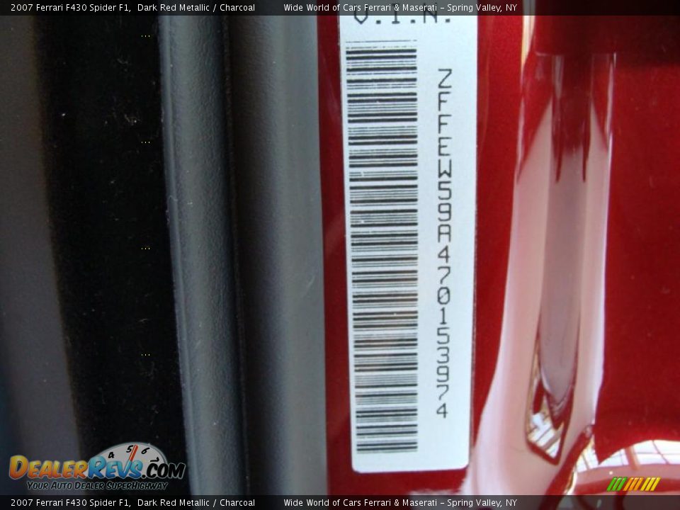 Info Tag of 2007 Ferrari F430 Spider F1 Photo #23