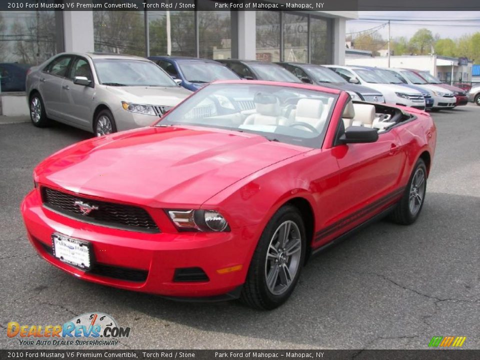 2010 Ford Mustang V6 Premium Convertible Torch Red / Stone Photo #14