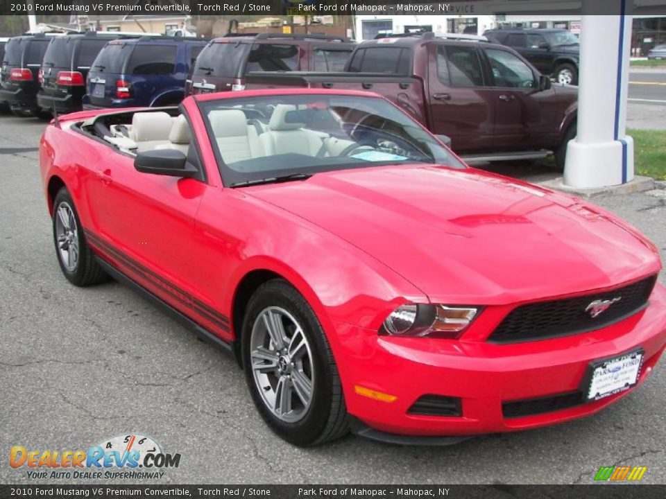 2010 Ford Mustang V6 Premium Convertible Torch Red / Stone Photo #17