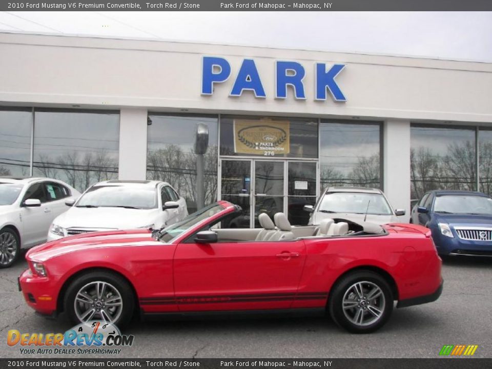 2010 Ford Mustang V6 Premium Convertible Torch Red / Stone Photo #18