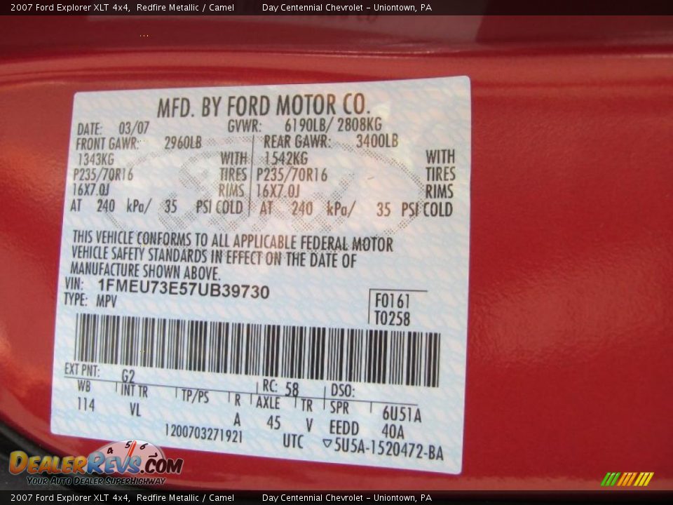 2007 Ford Explorer XLT 4x4 Redfire Metallic / Camel Photo #14