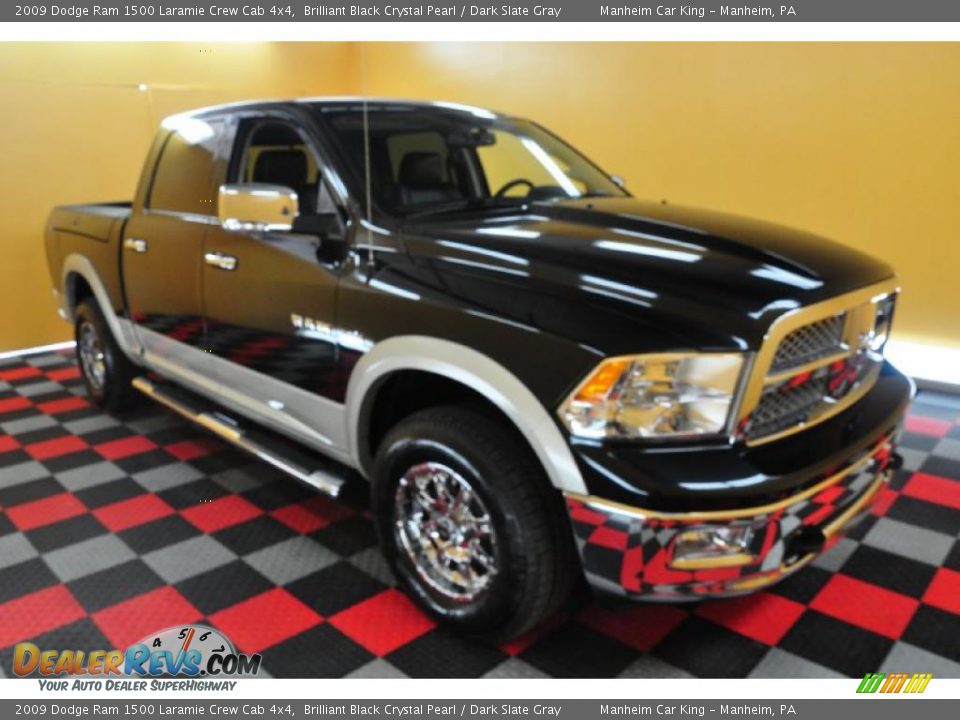 2009 Dodge Ram 1500 Laramie Crew Cab 4x4 Brilliant Black Crystal Pearl / Dark Slate Gray Photo #1