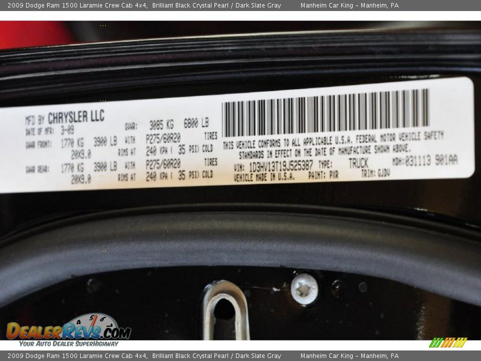 2009 Dodge Ram 1500 Laramie Crew Cab 4x4 Brilliant Black Crystal Pearl / Dark Slate Gray Photo #10