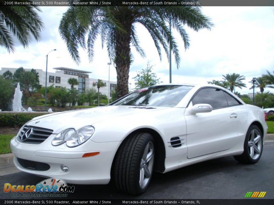 2006 Mercedes-Benz SL 500 Roadster Alabaster White / Stone Photo #2
